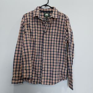 Roots Plaid Button Up Long Sleeve Shirt Medium